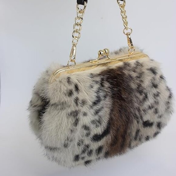 Neiman Marcus Elegant Snow Leopard Print Handbag - Picture 1 of 6